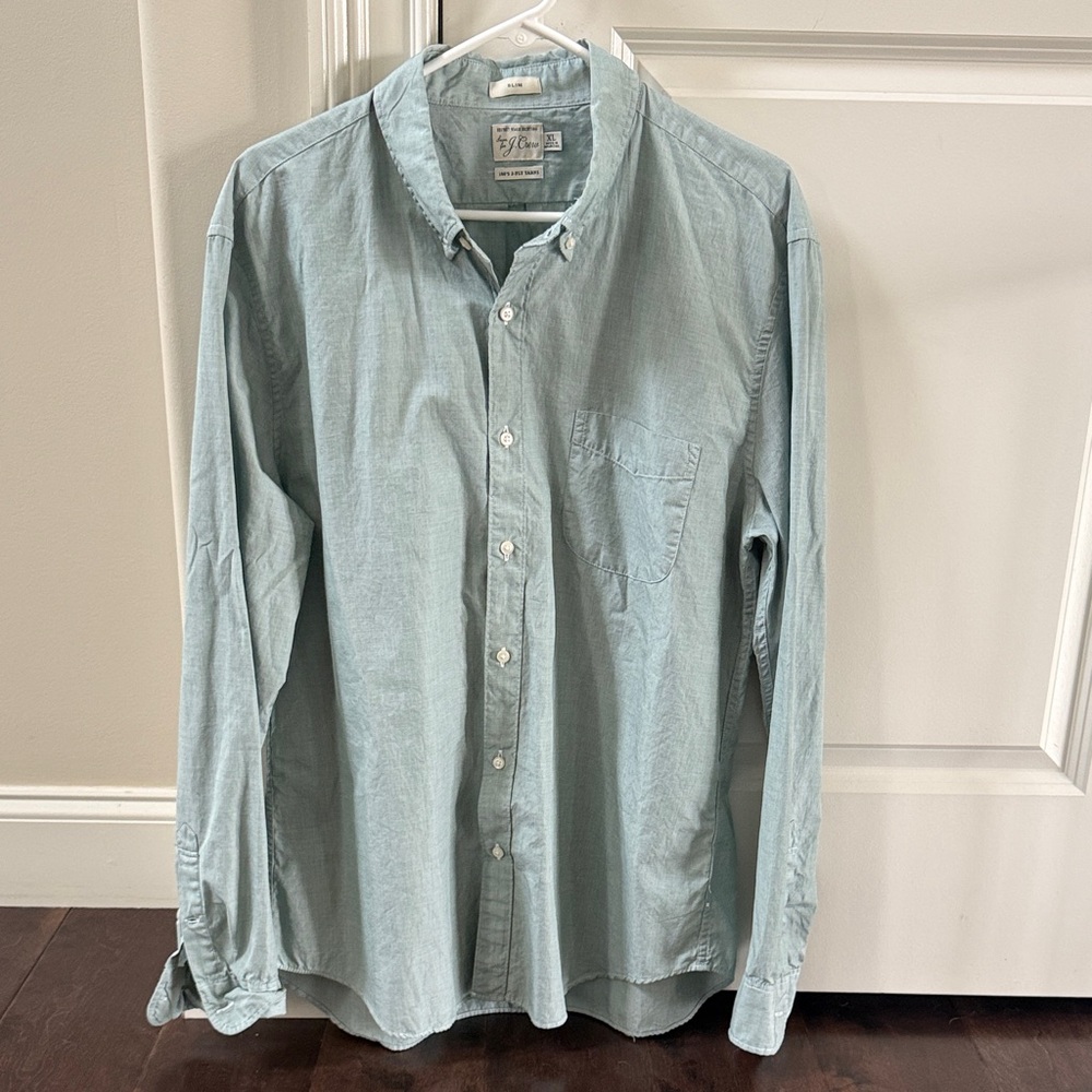 Men’s J.Crew Light Green Button Down Shirt Slim XL